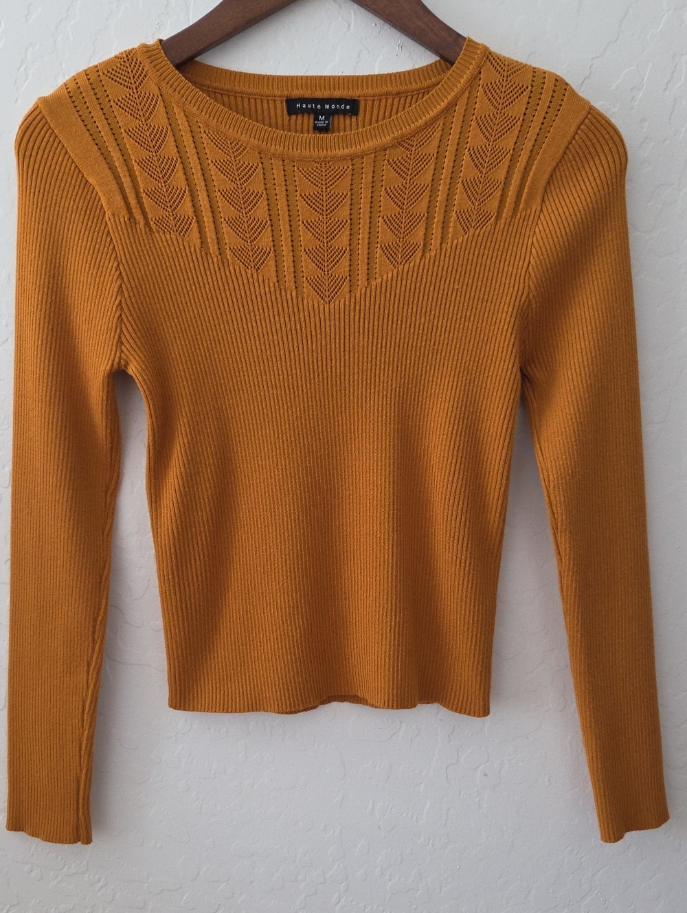 Haute Monde Mustard Ribbed Knit Sweater